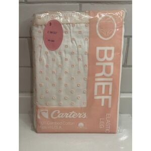 Vintage Carter's Women Briefs Panties Size 9 Pack of 2 White Pink‎ New Old Stock